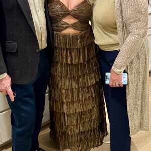 Gianni Bini Strapless Tiered Dress in Rich Brown